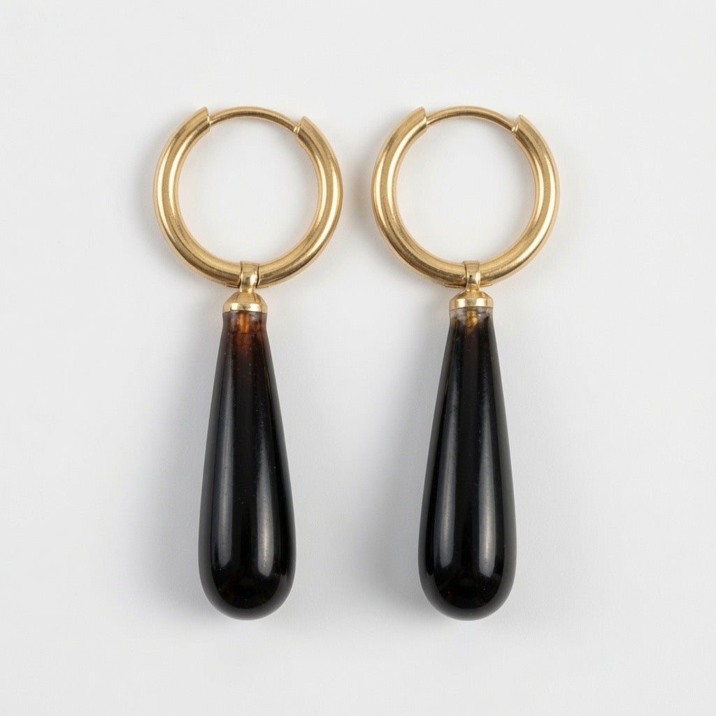 Onyx Tropfen Ohrringe
