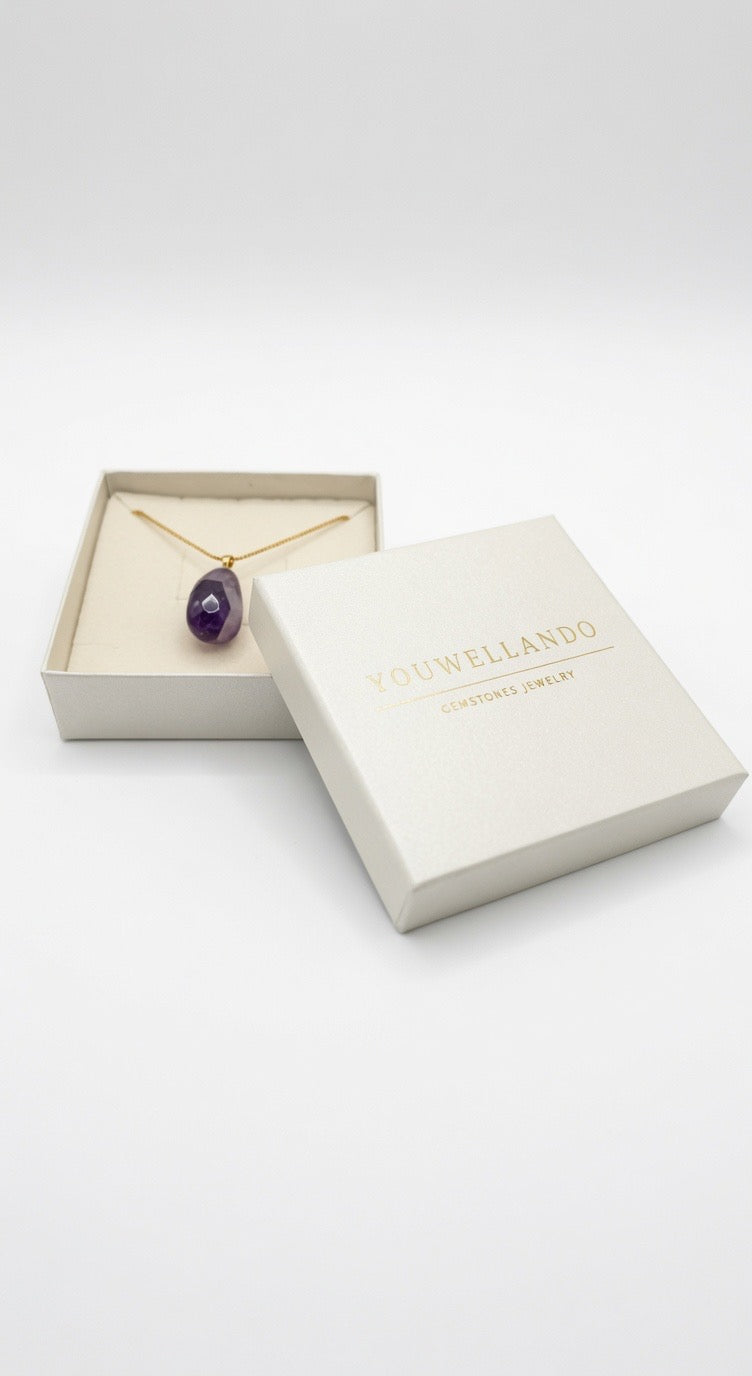 Amethyst Trommelstein Anhänger, Halskette