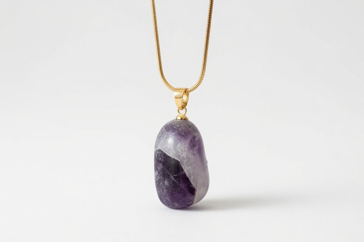 Amethyst Trommelstein Anhänger, Halskette