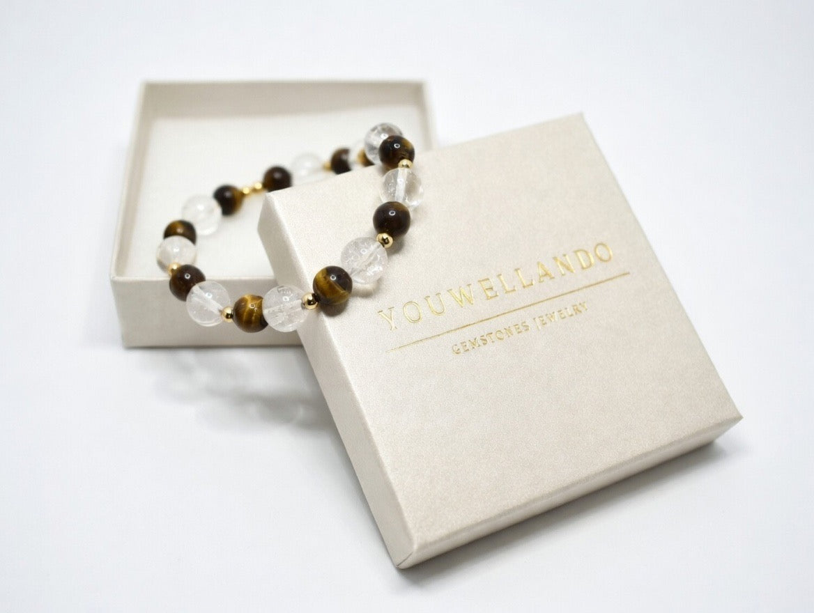 Tigerauge & Bergkristall Armband