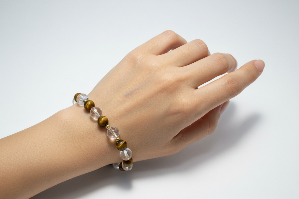 Tigerauge & Bergkristall Armband